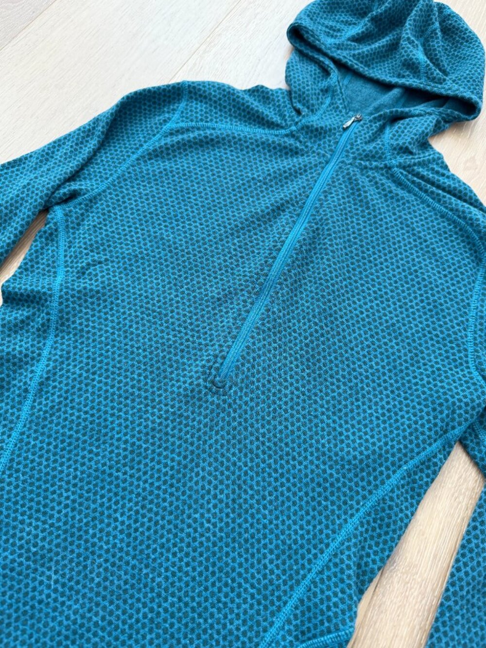 Smartwool Shirt Women Medium Merino Wool Hoodie 1/2 Zip Teal Blue Base Layer - Picture 4 of 13